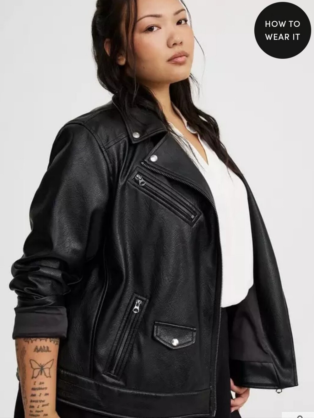 Torrid Faux Leather Black Moto Jacket‎ Size 4X Textured Relaxed Biker